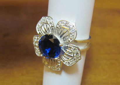 Изготовление кольца из серебра с цирконием и синим камнем Турмалин
